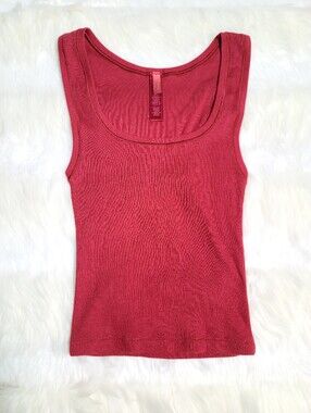 SKIMS Cotton Rib Tank Pink Red Brick Women XS NEW